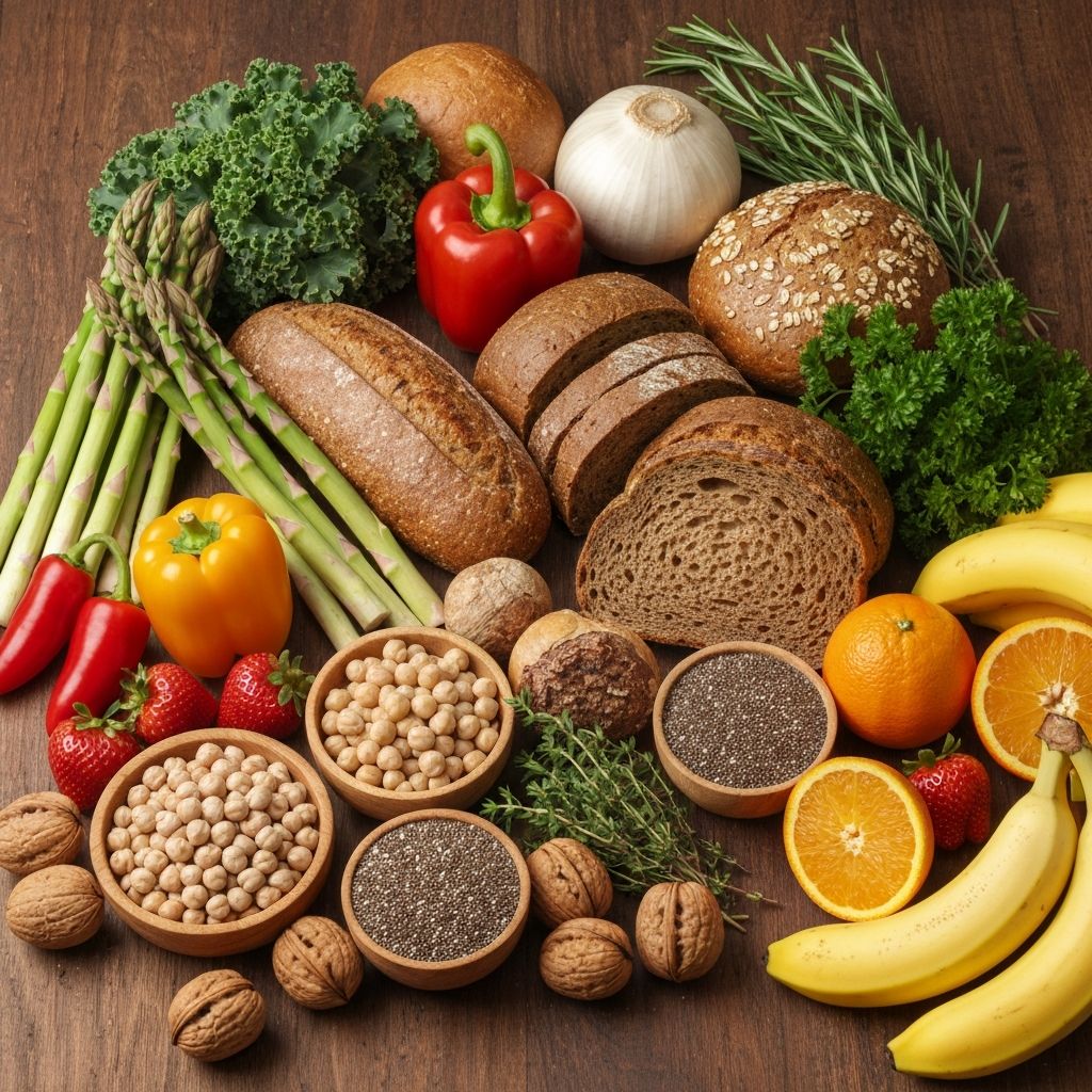 Whole foods including fresh produce and grains